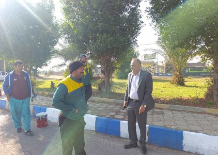 آغاز عملیات رنگ‌آمیزی جداول سطح شهر بستان